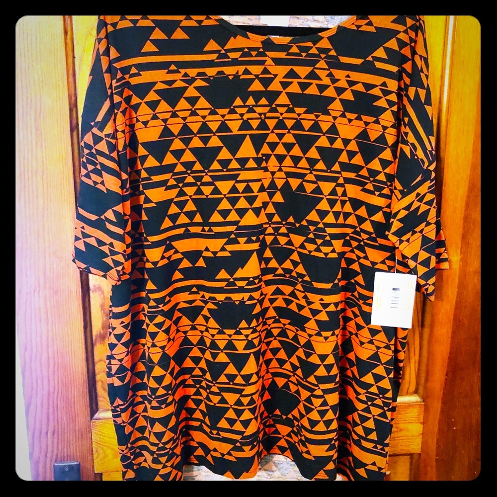 Orange and black Lularoe Irma top